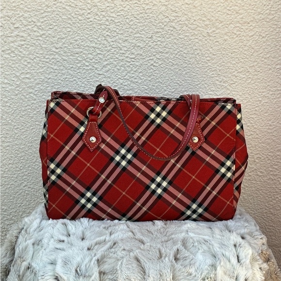 Burberry Handbags - Burberry Red Plaid Shoulder Bag